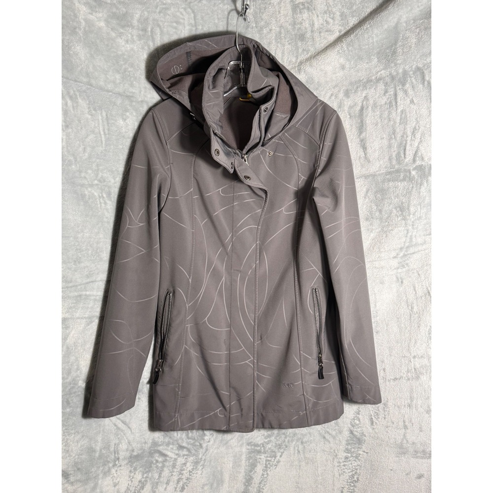 Lole Grey Swirl Pattern Hooded Softshell Jacket Fleece Lined Womens‎ 
M 8-10
